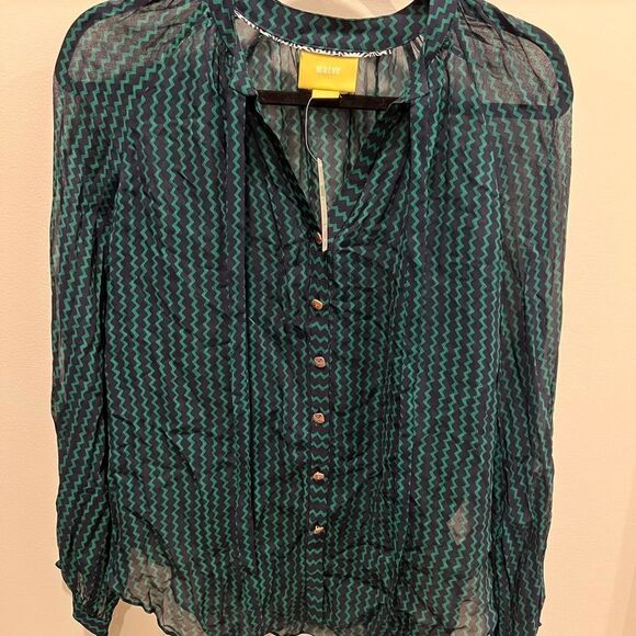 NWT Anthropologie Sheer peasant top size xsmall - Picture 1 of 3